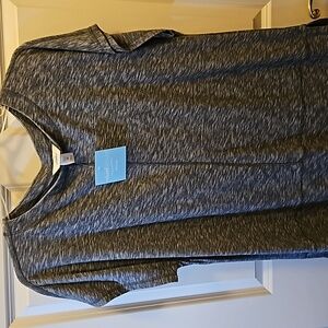 Charcoal gray extra long short sleeve top